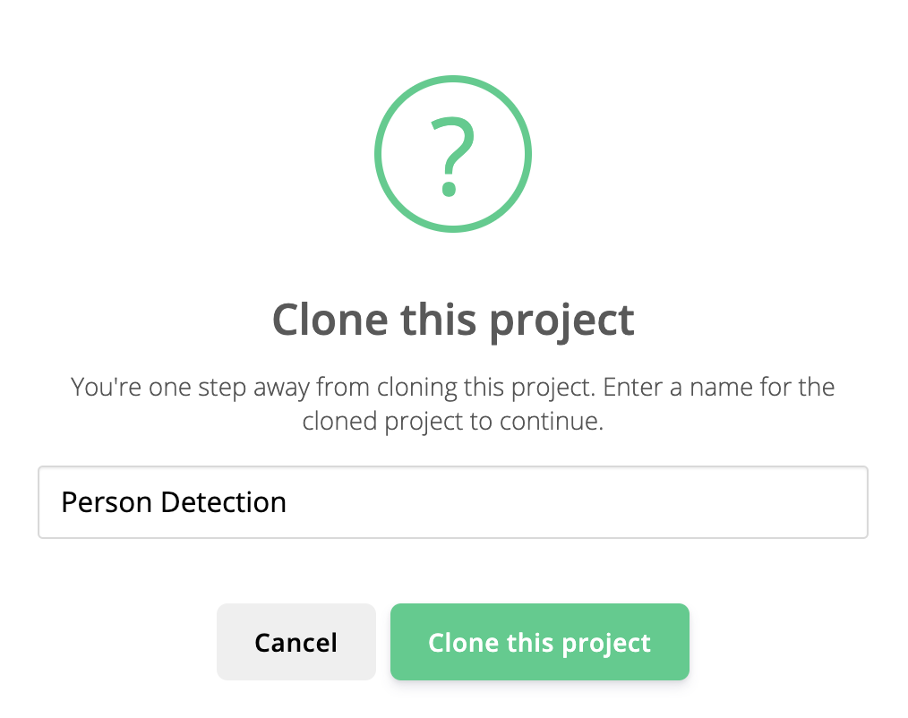 Clone this project dialog box