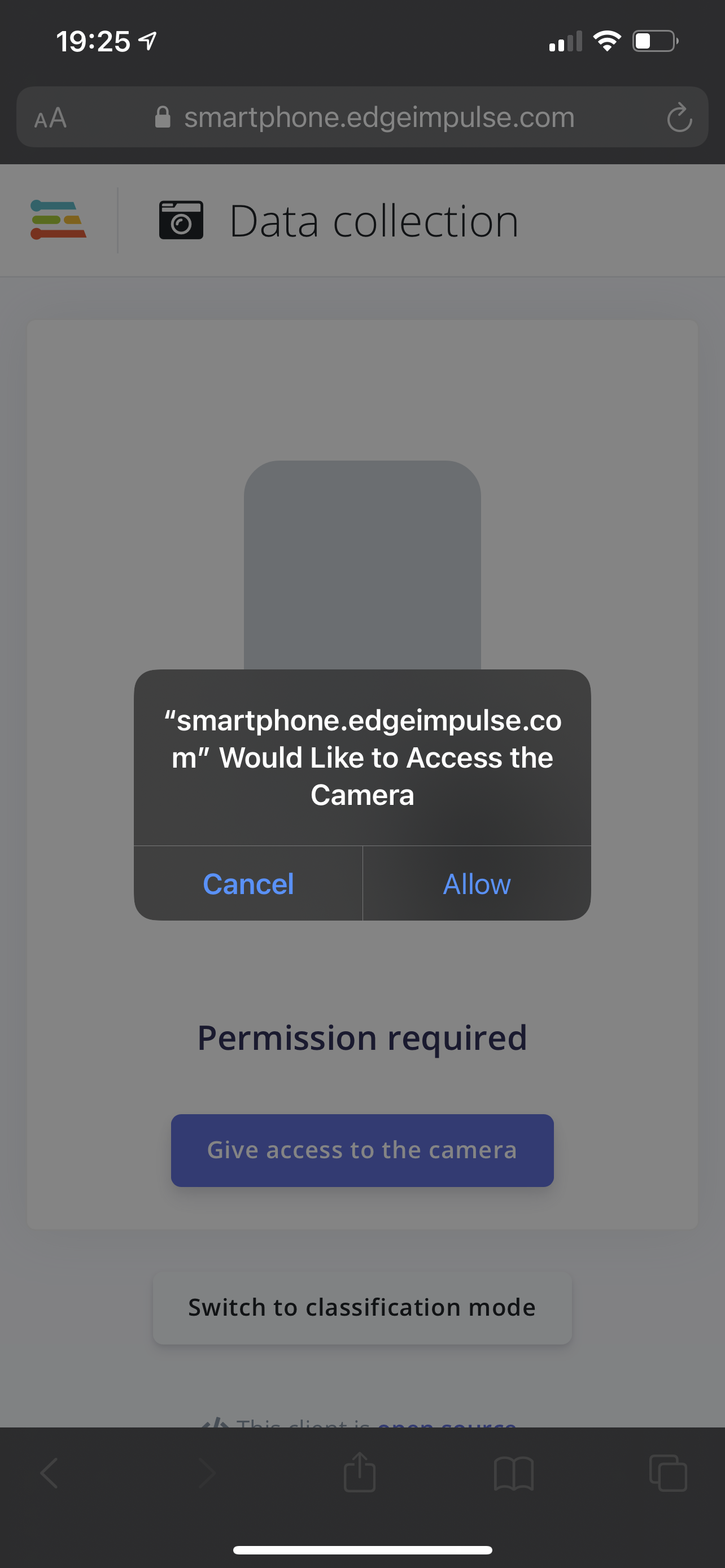 Phone app: allow camera access